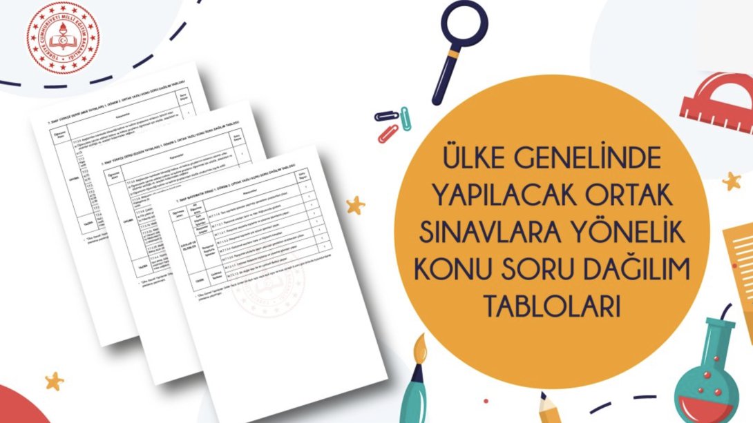 ÜLKE GENELİNDE 7. SINIFLAR İÇİN YAPILACAK ORTAK SINAVLARA YÖNELİK KONU SORU DAĞILIM TABLOLARI YAYIMLANDI